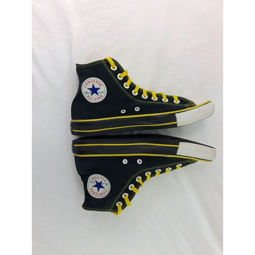 Converse Chuck Taylor All Star High Top Sneakers Black Yellow Men's 8 Women's 10 - Picture 5 of 10